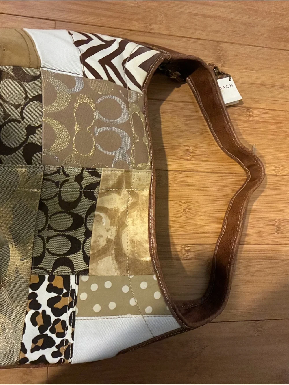 Coach Patchwork Shoulder Bag in Brown and Tan